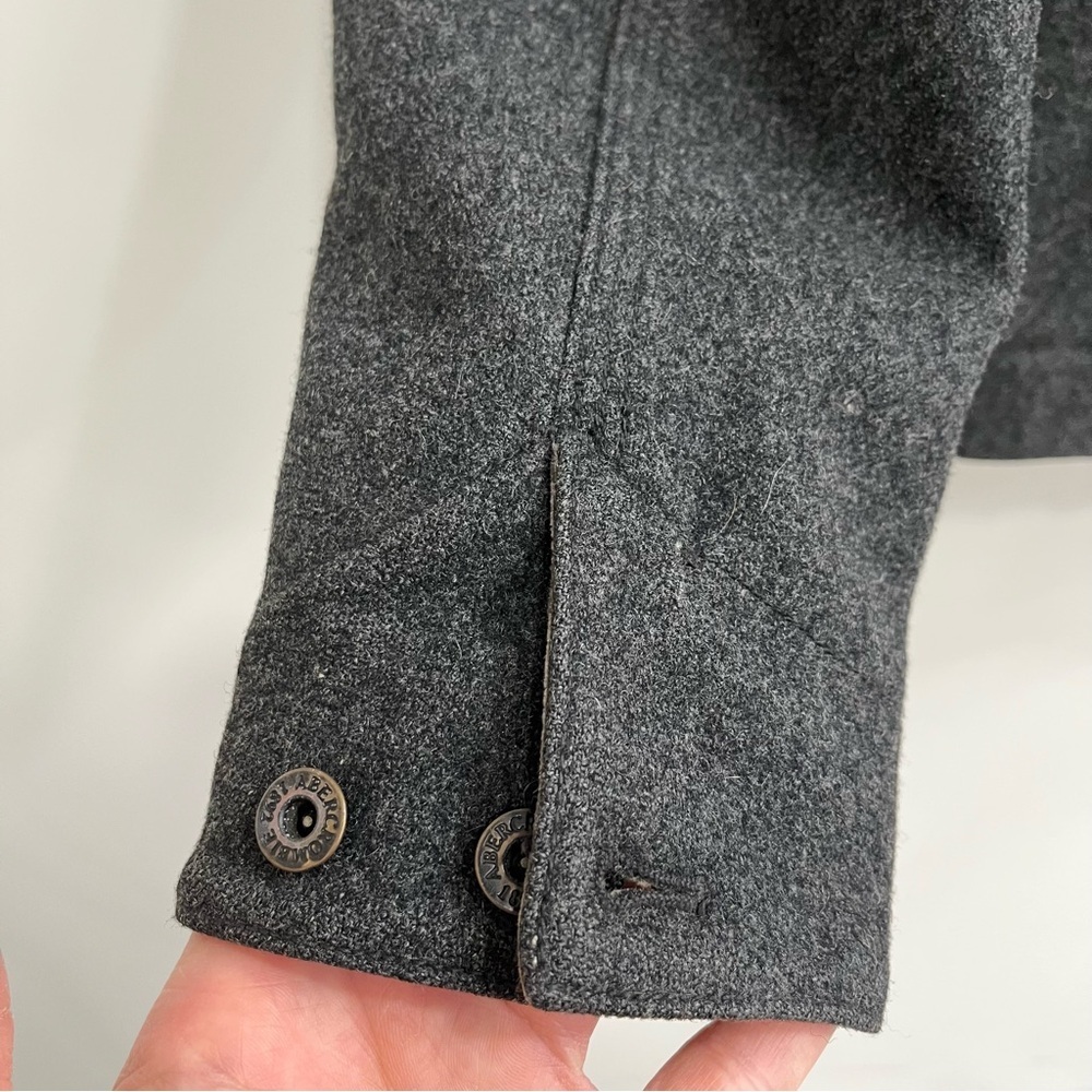Abercrombie 90’s Y2K Mens Gray Wool Zip Front Bomber Coat Jacket Corduroy Cuffs - Picture 12 of 14
